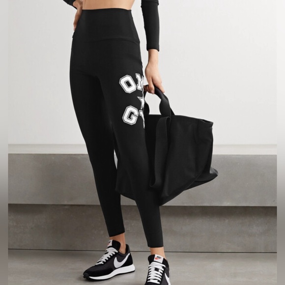 Like-New Norma Kamali Omo Printed Stretch-jersey Leggings Black Size XS - Picture 2 of 8